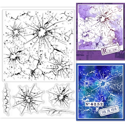 GLOBLELAND Transparente Stempel Mit Zerbrochenem Glas Hintergrund Für DIY Scrapbooking Unregelmäßiger Hintergrund Transparente Silikon Stempelsiegel Silikonstempel Für Karten Fotoalbum von GLOBLELAND