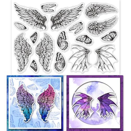 GLOBLELAND Transparente Stempel Silikon Klarsicht Engelsflügel Schmetterling Libellenflügel DIY Scrapbooking Karten Tagebuch Dekor GLOBLELAND Transparente Stempel Silikon Klarsicht Engelsflügel Schmetterling Libellenflügel DIY Scrapbooking Karten Tagebuch Dekor von GLOBLELAND