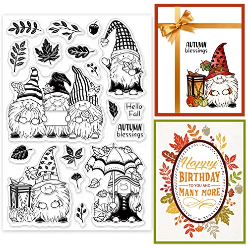 GLOBLELAND Transparente Stempel für Bastelarbeiten, Scrapbooking, Herbstblätter, Zwerg-Silikonstempel, Siegel für Karten, Fotoalbum, Tagebuch, Heimdekoration von GLOBLELAND