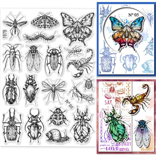 GLOBLELAND Transparente Stempel für Bastelarbeiten, Scrapbooking, Schmetterlinge, Libellen-Kollektion, Silikon-Stempel, Siegel, transparente Stempel für Kartenherstellung, Fotoalbum, Tagebuch, GLOBLELAND Transparente Stempel für Bastelarbeiten, Scrapbooking, Schmetterlinge, Libellen-Kollektion, Silikon-Stempel, Siegel, transparente Stempel für Kartenherstellung, Fotoalbum, Tagebuch, von GLOBLELAND
