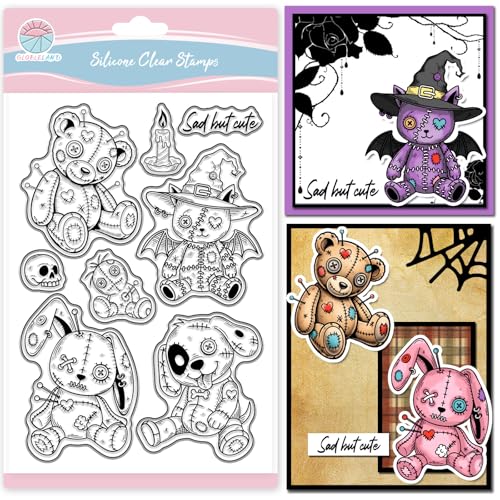 GLOBLELAND Transparente Stempel für Halloween-Tierpuppen für Kartenherstellung und Journaling, Voodoo-Puppen, transparenter Stempel, Gothic-Tiere, Silikonstempel für DIY, Scrapbooking, Prägung GLOBLELAND Transparente Stempel für Halloween-Tierpuppen für Kartenherstellung und Journaling, Voodoo-Puppen, transparenter Stempel, Gothic-Tiere, Silikonstempel für DIY, Scrapbooking, Prägung von GLOBLELAND
