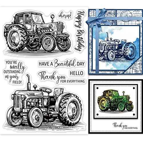 GLOBLELAND Transparente Stempel im Vintage-Traktor-Design für DIY Scrapbooking Retro-Traktor Silikon klare Stempel Siegel für Karten Fotoalbum Tagebuch Heimdekoration von GLOBLELAND