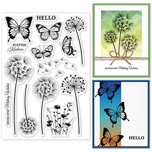 GLOBLELAND Transparente Stempel mit Schmetterlingslöwenzahn, für Bastelarbeiten, Scrapbooking, Wildblumen-Silhouette, Silikon, transparent, für Kartenherstellung, Fotoalbum, Tagebuch, Heimdekoration GLOBLELAND Transparente Stempel mit Schmetterlingslöwenzahn, für Bastelarbeiten, Scrapbooking, Wildblumen-Silhouette, Silikon, transparent, für Kartenherstellung, Fotoalbum, Tagebuch, Heimdekoration von GLOBLELAND