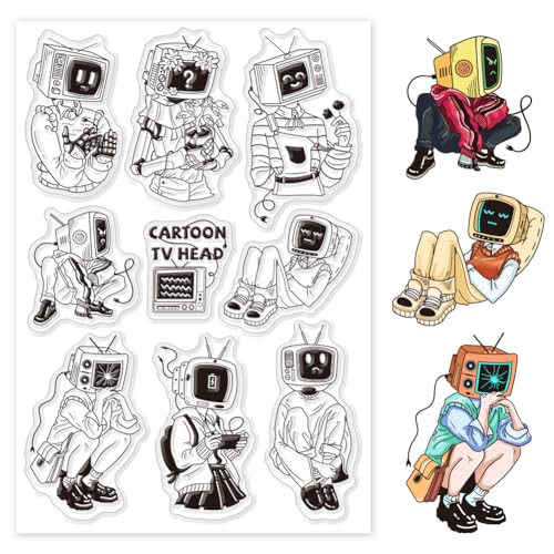 GLOBLELAND TV-Kopf Silikonstempel Cartoon Transparente Stempel Roboter Klare Stamps Für Karten Herstellung DIY Scrapbooking Basteln von GLOBLELAND