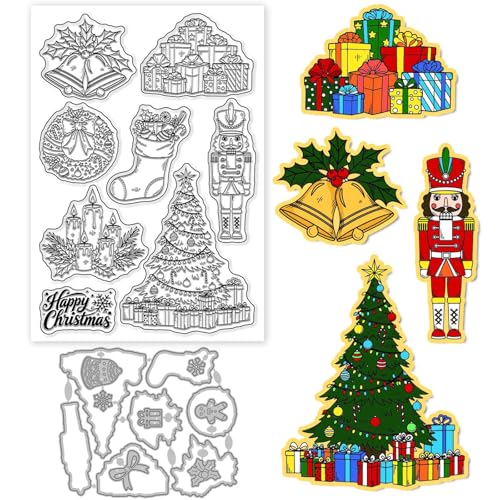 GLOBLELAND Transparente Weihnachtsdekorationen und Metall-Stanzformen, Weihnachtsbaum, transparente Stempel, Glocke, Strümpfe, Kerzen, Stanzformen für Kartenherstellung, Prägung, Scrapbooking GLOBLELAND Transparente Weihnachtsdekorationen und Metall-Stanzformen, Weihnachtsbaum, transparente Stempel, Glocke, Strümpfe, Kerzen, Stanzformen für Kartenherstellung, Prägung, Scrapbooking von GLOBLELAND