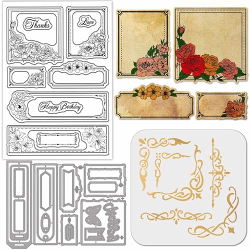 GLOBLELAND Transparenter Silikon-Stempel mit Blumenmuster, Blumenrand, Stanzschablonen für Kartenherstellung, Scrapbooking, Basteln, Prägen GLOBLELAND Transparenter Silikon-Stempel mit Blumenmuster, Blumenrand, Stanzschablonen für Kartenherstellung, Scrapbooking, Basteln, Prägen von GLOBLELAND