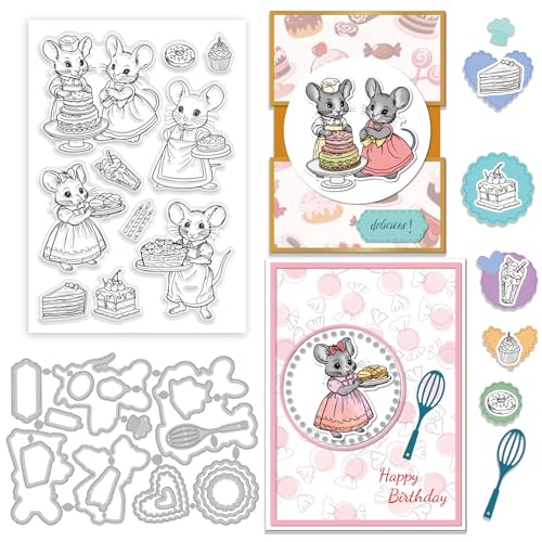 GLOBLELAND Transparenter Stempel Mit Mausmotiv Stanzformen Set Für Kuchenetiketten Lebensmittel Desserts Silikon Transparente Stempel Metall Koch Stanzungen Für Die Kartengestaltung Und DIY Prägungen GLOBLELAND Transparenter Stempel Mit Mausmotiv Stanzformen Set Für Kuchenetiketten Lebensmittel Desserts Silikon Transparente Stempel Metall Koch Stanzungen Für Die Kartengestaltung Und DIY Prägungen von GLOBLELAND