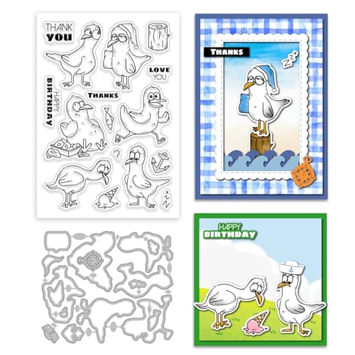GLOBLELAND Transparenter Stempel Und Stanzformen Set Mit Möwenmotiv Zur Kartengestaltung Cartoon Tier Silikon Transparentstempel Metallanker Stanzungen für Heimwerker Scrapbooking Fotoalbum Dekoration GLOBLELAND Transparenter Stempel Und Stanzformen Set Mit Möwenmotiv Zur Kartengestaltung Cartoon Tier Silikon Transparentstempel Metallanker Stanzungen für Heimwerker Scrapbooking Fotoalbum Dekoration von GLOBLELAND