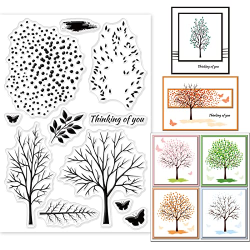 GLOBLELAND Tree Clear Stamps für DIY Scrapbooking Dekor Schmetterlinge Jahreszeiten Blätter Transparent Silikonstempel für die Herstellung von Karten Fotoalbum Dekor GLOBLELAND Tree Clear Stamps für DIY Scrapbooking Dekor Schmetterlinge Jahreszeiten Blätter Transparent Silikonstempel für die Herstellung von Karten Fotoalbum Dekor von GLOBLELAND