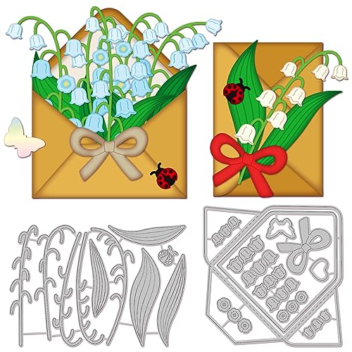 GLOBLELAND Umschlag Stanzformen Für DIY Scrapbooking, Metall, Maiglöckchen, Prägeschablonen, Vorlage Für Papierkarten, Dekoration, Album, Basteldekoration von GLOBLELAND