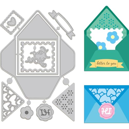 GLOBLELAND Umschlag Stanzformen Metall Umschlag Stanzformen Rechteckiger Rahmen Umschläge Stanzschablone Für DIY Scrapbooking Fotoalbum Dekorative Prägung Papierkarte 6.3x4.3 (5) cm von GLOBLELAND