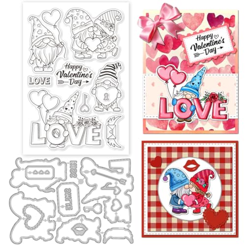GLOBLELAND Valentinstag Gnome Silikonstempel Metall Stanzformen Malschablonen Für Die Kartenherstellung Herz Ballons Stempel Stanzformen Segen Worte Schablonen Set Für DIY Scrapbooking Kunsthandwerk GLOBLELAND Valentinstag Gnome Silikonstempel Metall Stanzformen Malschablonen Für Die Kartenherstellung Herz Ballons Stempel Stanzformen Segen Worte Schablonen Set Für DIY Scrapbooking Kunsthandwerk von GLOBLELAND