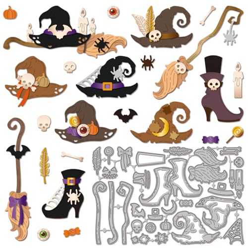 GLOBLELAND Verzierte Stanzformen Mit Hexenhut Metallstiefeln Besen Stanzungen Kürbis Fledermaus Stanz Und Prägevorlagen Für Halloween Scrapbooking Basteln Papierkartenherstellung GLOBLELAND Verzierte Stanzformen Mit Hexenhut Metallstiefeln Besen Stanzungen Kürbis Fledermaus Stanz Und Prägevorlagen Für Halloween Scrapbooking Basteln Papierkartenherstellung von GLOBLELAND