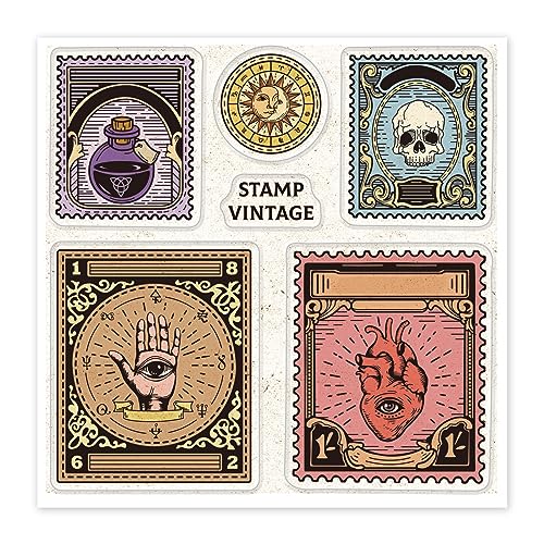 GLOBLELAND Vintage Alchemy Clear Stamps Für DIY Scrapbooking Retro Magic Silikon Clear Stamp Seals Transparente Stempel Für Karten, Fotoalbum, Journal, Heimdekoration von GLOBLELAND