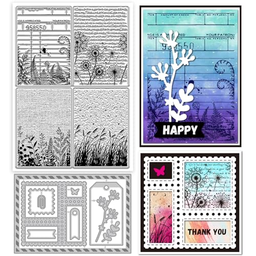 GLOBLELAND Vintage Blätter Textur Clear Stamps Und Metall Stanzformen Farnblätter Hintergrund Transparente Stempel Wildblumen Löwenzahn Stanzformen Für Kartenherstellung Prägung Scrapbooking GLOBLELAND Vintage Blätter Textur Clear Stamps Und Metall Stanzformen Farnblätter Hintergrund Transparente Stempel Wildblumen Löwenzahn Stanzformen Für Kartenherstellung Prägung Scrapbooking von GLOBLELAND