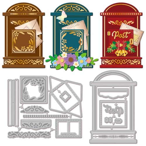 GLOBLELAND Vintage Briefkastenrahmen Stanzformen für DIY Scrapbooking Metall Umschlag Bordüre Stanzformen Wörter Stanzformen für Kartenherstellung Prägung Fotoalbum Handwerk Dekor von GLOBLELAND