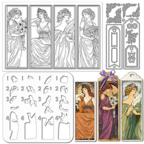 GLOBLELAND Vintage Frau Lesezeichen Klare Stempel Schneideformen PET Malvorlagen für Kartenherstellung Blühende Ecke Silikonstempel Metall Etiketten Stanzformen Malvorlagen für DIY Scrapbooking GLOBLELAND Vintage Frau Lesezeichen Klare Stempel Schneideformen PET Malvorlagen für Kartenherstellung Blühende Ecke Silikonstempel Metall Etiketten Stanzformen Malvorlagen für DIY Scrapbooking von GLOBLELAND