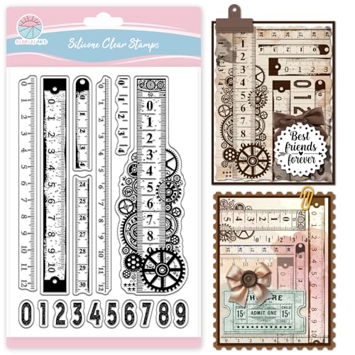 GLOBLELAND Vintage Scale Rulers Clear Stamps for Cards Making Retro Numbers Transparent Stamp Gear Ruler Silicone Stamps Seal for DIY Scrapbooking Photo Album Decor GLOBLELAND Vintage Scale Rulers Clear Stamps for Cards Making Retro Numbers Transparent Stamp Gear Ruler Silicone Stamps Seal for DIY Scrapbooking Photo Album Decor von GLOBLELAND