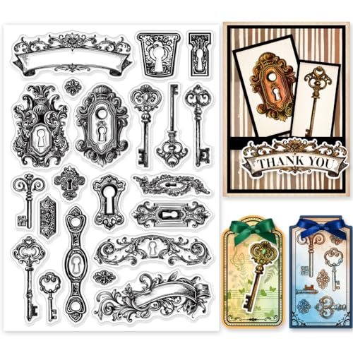 GLOBLELAND Vintage Schlossschlüssel Stempel, Retro Türschloss Stempel, Barock Türschlüssel, Silikonstempel Für DIY Scrapbooking, Fotoalbum, Dekorative Karten, Heimdekoration, 8.27x5.83zoll GLOBLELAND Vintage Schlossschlüssel Stempel, Retro Türschloss Stempel, Barock Türschlüssel, Silikonstempel Für DIY Scrapbooking, Fotoalbum, Dekorative Karten, Heimdekoration, 8.27x5.83zoll von GLOBLELAND