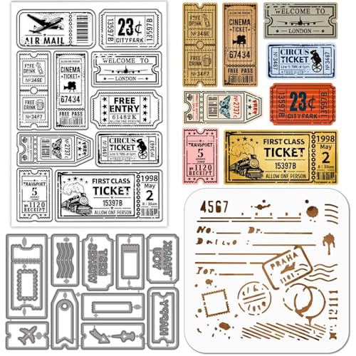 GLOBLELAND Vintage Stil Silikonstempel Metall Stanzformen Malschablonen Für Die Retro Briefmarkenrahmen Stempel Stanzformen Rahmen Schablonen Set Für DIY Scrapbooking Kunsthandwerk von GLOBLELAND