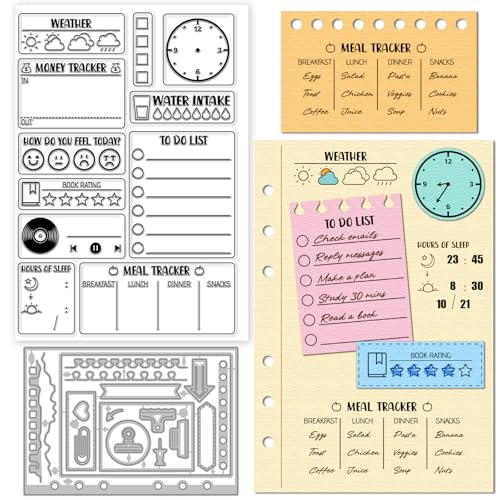 GLOBLELAND Vintage-Tagebuch, Haftnotizen, transparenter Stempel, Tagebuch, Rahmen, Stanzformen für Kartenherstellung, Scrapbook-Symbole, Seite, Silikonstempel, Metallstanzschablonen für DIY, Basteln GLOBLELAND Vintage-Tagebuch, Haftnotizen, transparenter Stempel, Tagebuch, Rahmen, Stanzformen für Kartenherstellung, Scrapbook-Symbole, Seite, Silikonstempel, Metallstanzschablonen für DIY, Basteln von GLOBLELAND