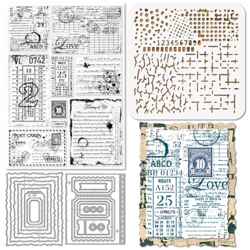 GLOBLELAND Vintage Texthintergrund Stamps Stanzschablone für die Kartenherstellung Rechteckiger Silikonstempel Stanzschablone Texturierte Hintergründe PET Malschablonen for DIY Scrapbooking GLOBLELAND Vintage Texthintergrund Stamps Stanzschablone für die Kartenherstellung Rechteckiger Silikonstempel Stanzschablone Texturierte Hintergründe PET Malschablonen for DIY Scrapbooking von GLOBLELAND