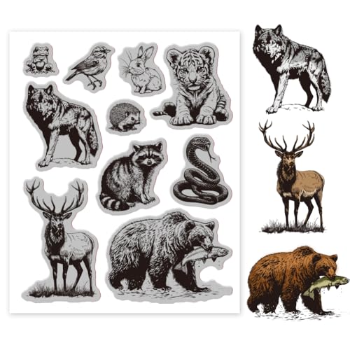 GLOBLELAND Waldtiere Stempel 7.09x8.66Inch Wolf Tiger Bär Hirsch EVA Stempel Prägestempel Siegelstempel Für DIY Scrapbooking Und Kartenherstellung Papierbasteldekor GLOBLELAND Waldtiere Stempel 7.09x8.66Inch Wolf Tiger Bär Hirsch EVA Stempel Prägestempel Siegelstempel Für DIY Scrapbooking Und Kartenherstellung Papierbasteldekor von GLOBLELAND