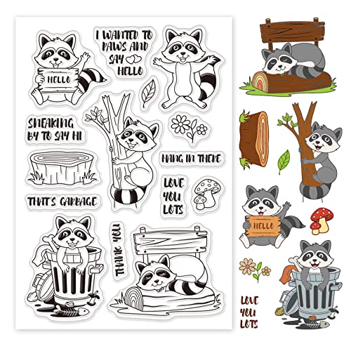 GLOBLELAND Waschbär Silikon Klar Stempel Tiere Transparente Stempel für Geburtstag Ostern Valentinstag Karten Herstellung DIY Scrapbooking Fotoalbum Dekoration Papier Handwerk von GLOBLELAND