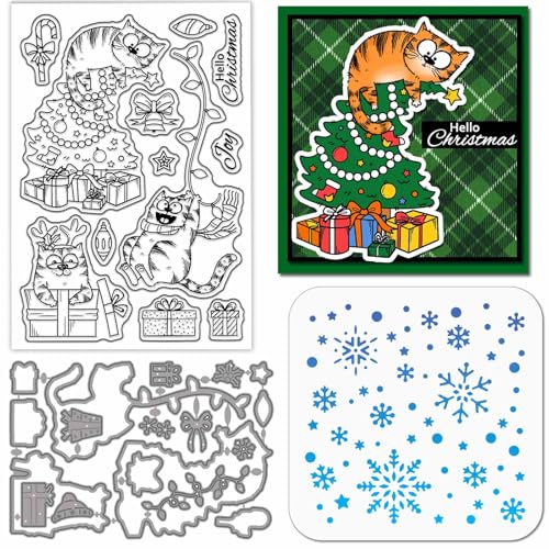 GLOBLELAND Weihnachts Comic Katzen Transparenter Silikonstempel Metall Cartoon Katzen Stanzformen Schneeflocke Glocke Segen Farbe Bastelschablonen Für Kartengestaltung Scrapbooking Basteln DIY Prägen GLOBLELAND Weihnachts Comic Katzen Transparenter Silikonstempel Metall Cartoon Katzen Stanzformen Schneeflocke Glocke Segen Farbe Bastelschablonen Für Kartengestaltung Scrapbooking Basteln DIY Prägen von GLOBLELAND