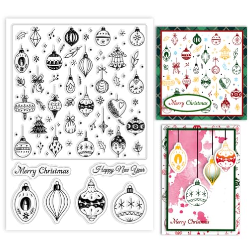 GLOBLELAND Weihnachts Hintergrund Silikonstempel Dekorative Glocken Transparente Stempel Glühbirne Klare Stamps Für Karten Herstellung DIY Scrapbooking Basteln von GLOBLELAND