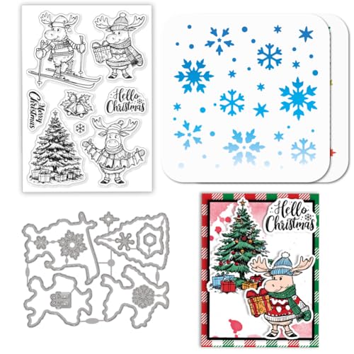 GLOBLELAND Weihnachts Rentier Stamps Stanzschablone für die Kartenherstellung Weihnachtsbaum Glockenrahmen Stempel Stanzschablone Schneeflocken PET Malschablonen Für DIY Scrapbooking GLOBLELAND Weihnachts Rentier Stamps Stanzschablone für die Kartenherstellung Weihnachtsbaum Glockenrahmen Stempel Stanzschablone Schneeflocken PET Malschablonen Für DIY Scrapbooking von GLOBLELAND