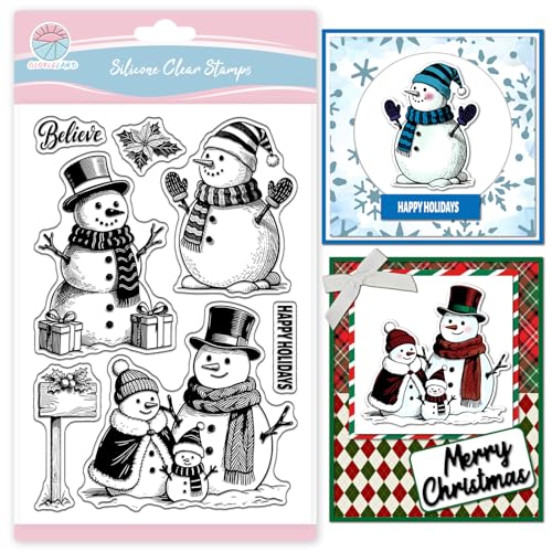 GLOBLELAND Weihnachts Schneemann Klarstempel Zum Kartenbasteln Silikon Weihnachtsgeschenkboxen Klarstempel Grüße Transparentes Stempelsiegel Für DIY Scrapbooking von GLOBLELAND