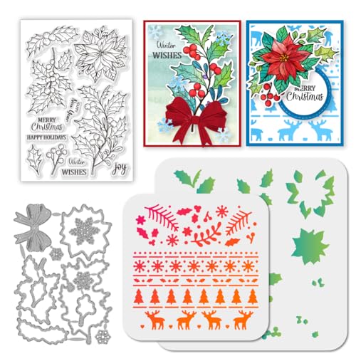 GLOBLELAND Weihnachts Stamps Stanzschablone für die Kartenherstellung Stechpalmenbeeren Silikonstempel Stanzschablone Schneeflocke PET Malschablonen Für DIY Scrapbooking Bastelalben Zubehör GLOBLELAND Weihnachts Stamps Stanzschablone für die Kartenherstellung Stechpalmenbeeren Silikonstempel Stanzschablone Schneeflocke PET Malschablonen Für DIY Scrapbooking Bastelalben Zubehör von GLOBLELAND