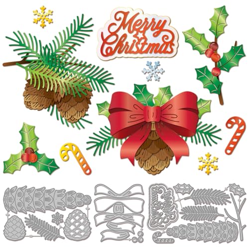GLOBLELAND Weihnachts Tannenzapfen Stanzformen Metall Frohe Weihnachten Stanzungen Stechpalmenschleifen Stanz Und Prägevorlagen Für Scrapbooking Basteln Papierkartenherstellung GLOBLELAND Weihnachts Tannenzapfen Stanzformen Metall Frohe Weihnachten Stanzungen Stechpalmenschleifen Stanz Und Prägevorlagen Für Scrapbooking Basteln Papierkartenherstellung von GLOBLELAND