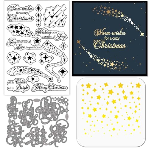 GLOBLELAND Weihnachtssterne, transparente Stempel, Stanzformen, Malschablonen für Kartenherstellung, Weihnachtsgrüße, Silikonstempel, Metallstanzformen, Sterne, PET, Bastelvorlage für Scrapbooking GLOBLELAND Weihnachtssterne, transparente Stempel, Stanzformen, Malschablonen für Kartenherstellung, Weihnachtsgrüße, Silikonstempel, Metallstanzformen, Sterne, PET, Bastelvorlage für Scrapbooking von GLOBLELAND