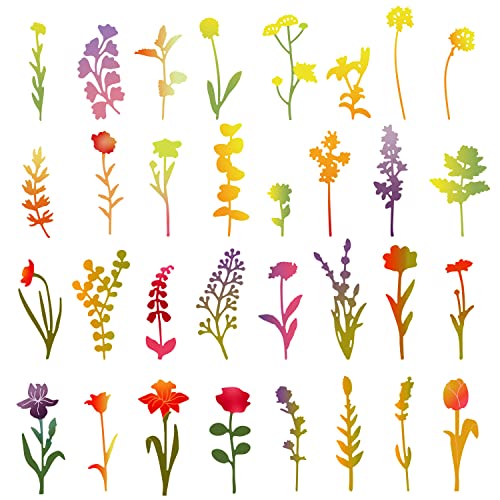 GLOBLELAND Wildblumen-Stanzformen zur Herstellung von Kartendekorationen Botanische Blätter Rosen-Stanzformen Schablonen für Scrapbooking-Prägung Papierstanzen für Fotoalben dekorativ von GLOBLELAND