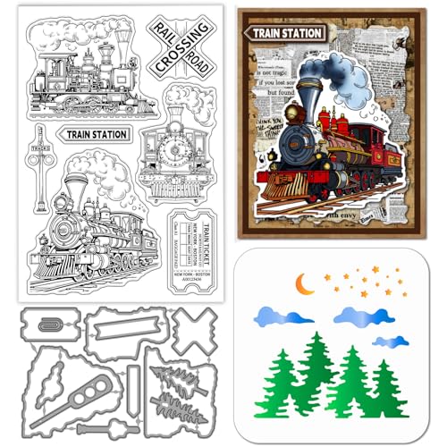 GLOBLELAND Zug Retro Tickets Silikonstempel Metall Stanzformen Malschablonen Für Die Eisenbahnbaum Stempel Stanzformen Zug Einfahrend Schablonen Set Für DIY Scrapbooking Kunsthandwerk GLOBLELAND Zug Retro Tickets Silikonstempel Metall Stanzformen Malschablonen Für Die Eisenbahnbaum Stempel Stanzformen Zug Einfahrend Schablonen Set Für DIY Scrapbooking Kunsthandwerk von GLOBLELAND