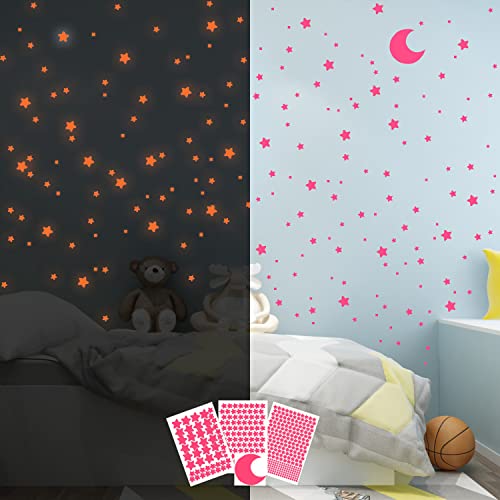 Leuchtende Sterne Wandsticker im Dunkelen für die Decke Selbstklebend Leuchtende Aufkleber Sterne und Mond für Kinderzimmer, Erstellen Realistischen Sternenhimmel, Raumdeko von GLOCARNIVAL