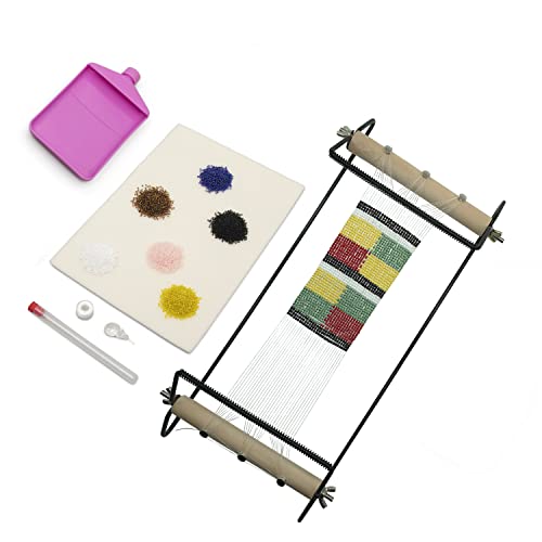 GLOCHYRA bead woven cream set, wide metal bead loom, complete tool set, incl. 72 g beads, 2 long needles, threads, threads, pearl mat, pearl tray for jewelry production of necklaces, bracelets GLOCHYRA bead woven cream set, wide metal bead loom, complete tool set, incl. 72 g beads, 2 long needles, threads, threads, pearl mat, pearl tray for jewelry production of necklaces, bracelets von GLOCHYRA