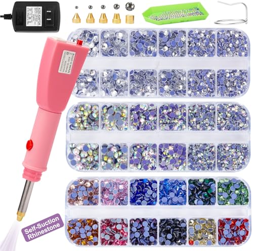 GLOCTO Bedazzler Set mit Strasssteinen, selbstsaugende Auto-Pickup-Steine, Hotfix-Applikator-Werkzeug mit 5.000 Strasssteinen, perfekt für das Hinzufügen von Glanz auf Kleidung, Stoff und GLOCTO Bedazzler Set mit Strasssteinen, selbstsaugende Auto-Pickup-Steine, Hotfix-Applikator-Werkzeug mit 5.000 Strasssteinen, perfekt für das Hinzufügen von Glanz auf Kleidung, Stoff und von GLOCTO