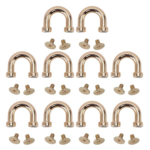 10 Set Tasche Bogen Brücke, Metall D Ring Stecker Borte Geldbörse Herstellung Werkzeug für Brieftaschen Halsketten Taschen Leder Handwerk (GOLD) von GLOGLOW