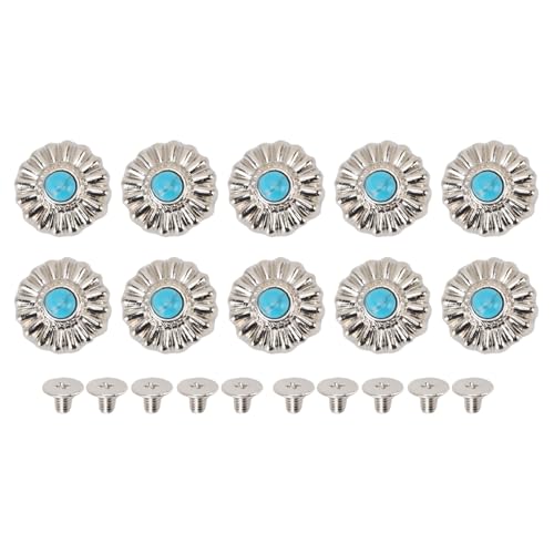 10 Sets Geldbörsen Leder Dekorative Schnalle, Blumenhandwerk Silber Gänseblümchen Blau Türkis Taschenzubehör 0,65 Zoll mit 0,18 Zoll PH-Schraube für Geldbörsendekoration 10 Sets Geldbörsen Leder Dekorative Schnalle, Blumenhandwerk Silber Gänseblümchen Blau Türkis Taschenzubehör 0,65 Zoll mit 0,18 Zoll PH-Schraube für Geldbörsendekoration von GLOGLOW
