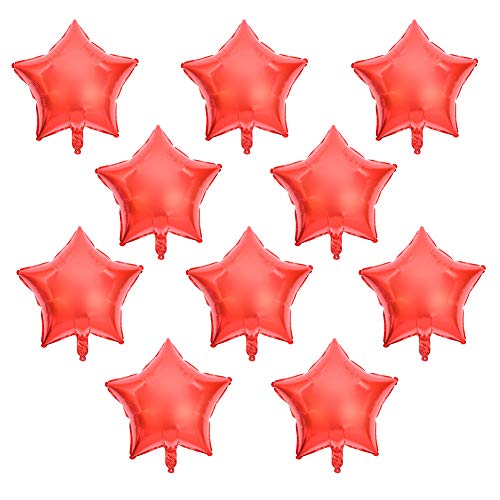 10 Stück Sternfolien-Luftballons, 10 Zoll Bunte Fünf-Sterne-Ballons Aluminium Folien Ballons für Hochzeits-Baby Party Geburtstags Party Dekorationen (Rot) von GLOGLOW