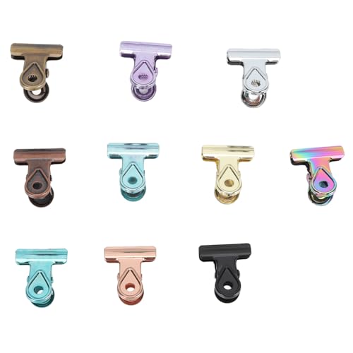 10 farbige Scharnier-Clips, galvanisierte Metall-Clips, hängende Büroklammern für Fotos, Akten, Rezepte, Etiketten, Taschen, Geschäfte, Büro, Zuhause, Küche (mittel) von GLOGLOW