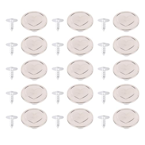 125 Sets Jeansknopf, 17 Mm Metallhosen Tasten Ersatzkit Forderosen -Taste mit Schrauben für Kleidungsmantelmantel Lose (silbernes Herz) von GLOGLOW