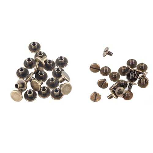 20pcs Flat Head Nieten, Kupfer Messing Schrauben Rivnut Anti-Rost-Muttern Nägel Nieten Leder Cap Zubehör Kit für DIY oder Reparaturarbeiten(6.5mm) von GLOGLOW