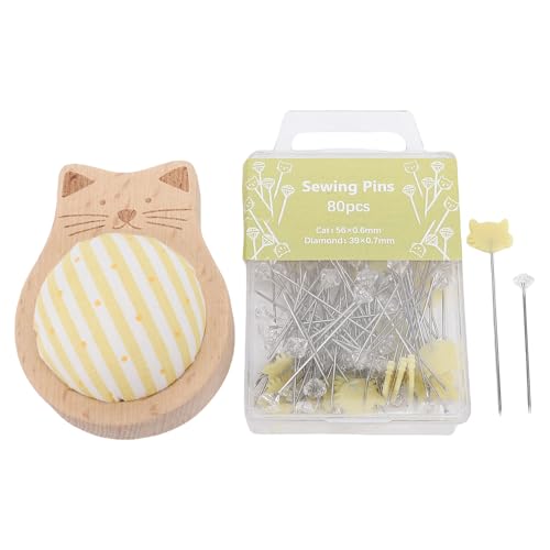 80-teiliges Nähnadelkissen-Set, Bezaubernde Katzenform, Präzise Fixierung, Gerade Quiltnadeln mit Aufbewahrungskoffer, Nadelkissen mit Holzsockel 80-teiliges Nähnadelkissen-Set, Bezaubernde Katzenform, Präzise Fixierung, Gerade Quiltnadeln mit Aufbewahrungskoffer, Nadelkissen mit Holzsockel von GLOGLOW
