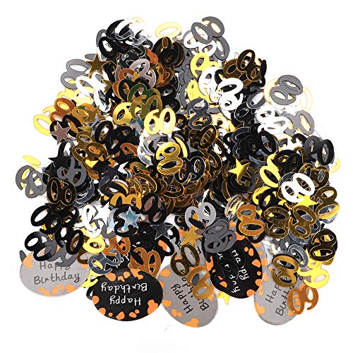Alles Gute zum Geburtstag Konfetti, Geburtstag Metallic Folie Pailletten Schwarz Gold Silber Schimmer Tisch (60 Schwarzgold und Silber Geburtstagsnummern) von GLOGLOW