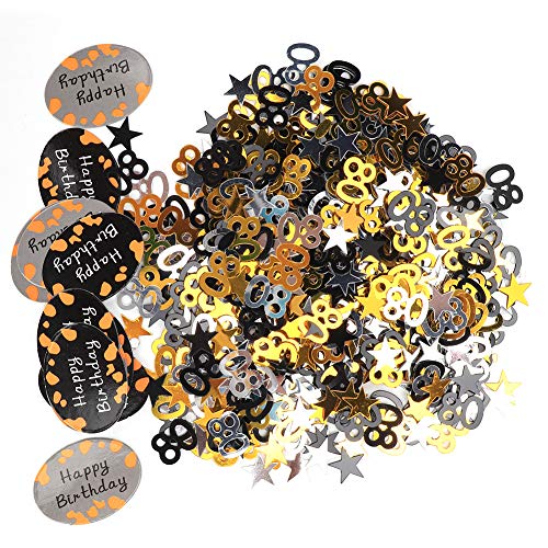 Alles Gute zum Geburtstag Konfetti, Geburtstag Metallic Folie Pailletten Schwarz Gold Silber Schimmer Tisch (80 Schwarzgold und Silber Geburtstagsnummern) von GLOGLOW