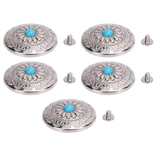 Blaues Türkisfarbener Schraubknopf, Elegante Designnieten für Ledernieten Dekorative Nieten für -Projekte mit Silberblumenverzierung Blaues Türkisfarbener Schraubknopf, Elegante Designnieten für Ledernieten Dekorative Nieten für -Projekte mit Silberblumenverzierung von GLOGLOW